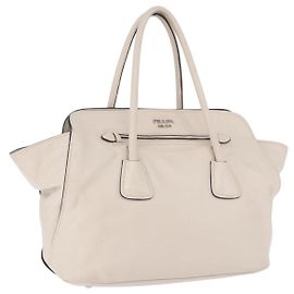 PRADA Handtasche aus Leder Weiß Silber BN2611 Auth am12429A
