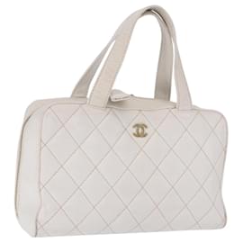 Borsa a mano CHANEL Wild Stitch in pelle bianca con dettagli CC dorati Auth 198377A