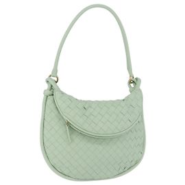 Borsa a tracolla BOTTEGA VENETA INTRECCIATO in pelle Verde Oro Auth 196049SV