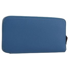 Hermès HERMES Azap Silk In Wallet Leather Blue Silver Auth 196072M
