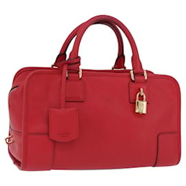 Borsa a mano LOEWE Amazona 28 in pelle rossa e oro Auth 197185SAM