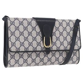 Borsa a Tracolla GUCCI GG Supreme PVC Pelle Navy Tono Oro 904 02 050 Auth 198361