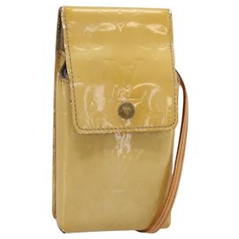 LOUIS VUITTON Monogram Vernis Green Cigarette Case Beige M91048 LV Auth BA15255