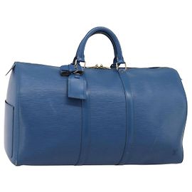 LOUIS VUITTON Epi Keepall 50 Boston Bag Blue M42965 LV Auth ka5428A