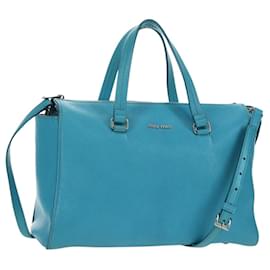 Borsa Tote Miu Miu in pelle 2way blu argento autentica 195506A