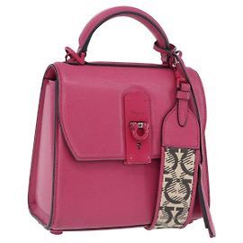 Borsa Salvatore Ferragamo Gancini in pelle 2way Rosa Argento Auth 196358A