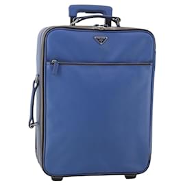 Valigia PRADA Saffiano Blue Silver Auth 195345A