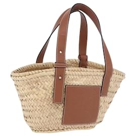 Borsa a mano LOEWE Basket Bag in Raphia Beige Silver Auth BA15075A
