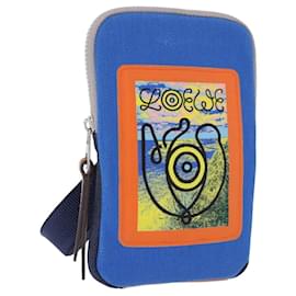 Borsa a tracolla LOEWE Irohebe Nature Neck Pouch Canvas Blue Silver Auth 196313A