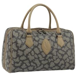 SAINT LAURENT Mini Boston Bag PVC Canvas Gray Gold Auth am12267A