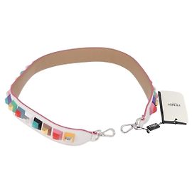 Tracolla FENDI Strap You in pelle Bianco Argento Auth 198780M