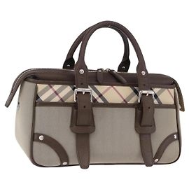 Borsa a mano BURBERRY Nova Check Canvas Brown Silver Auth BA14954A