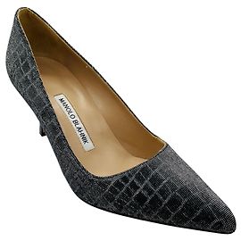 Zapatos de salón de malla con punta fina Manolo Blahnik Silver Metallic
