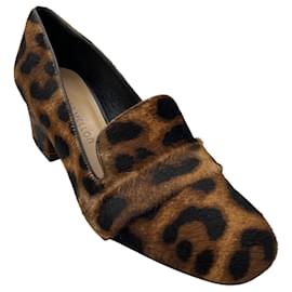 Tamara Mellon Décolleté mocassini in pelo di vitello con stampa leopardata Fellini Tan / Black