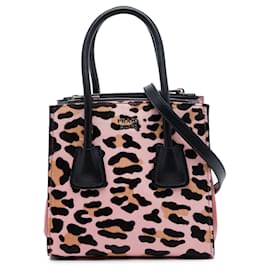 Borsa Prada Mini Pony Hair Leopard Print Cavallino a doppia tasca, Rosa