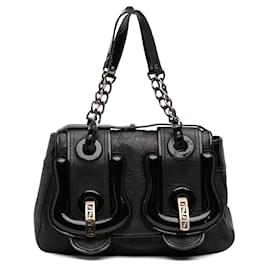 Borsa a mano Fendi B Bag Medium in pelle nera con manico superiore