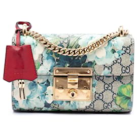 Borsa a Tracolla Gucci Small GG Supreme Blooms Padlock Beige