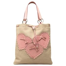 Borsa Tote Kahala Saint Laurent in tela beige con cuore