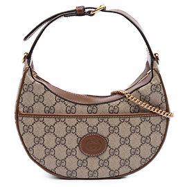 Borsa Satchel Mezzaluna Mini GG Supreme Gucci Beige