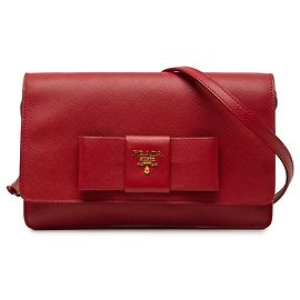 Borsa crossbody Prada Saffiano Lux Bow Wallet On Strap rossa