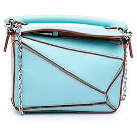 Borsa Nano Puzzle LOEWE in vitello blu