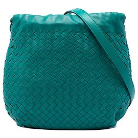 Borsa a tracolla con coulisse Bottega Veneta in Nappa Intrecciato verde