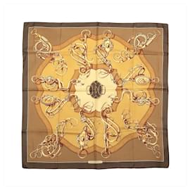 Hermès Carré 90 "Lift Profile" Pañuelo de seda en Khaki
