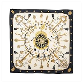 Hermès Carré 90 "LES CLES" Pañuelo de seda en Negro