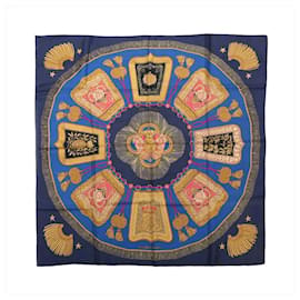 Hermès Carré 90 "Poste et Cavalerie" Foulard in seta Blu Navy