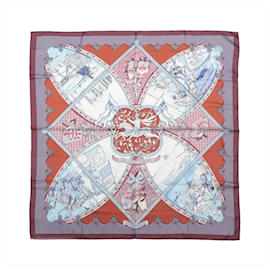Hermès Carré 90 "LA VIE a CHEVAL" Foulard in seta Marrone x Blu