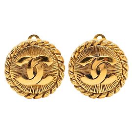 Chanel Vintage Coco Mark Runde Clip-Ohrringe