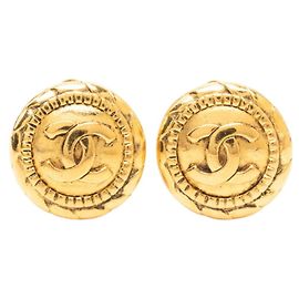 Orecchini a clip rotondi Chanel Vintage Coco Mark