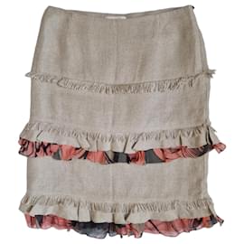 Falda Valentino de capas con volantes y estampado floral