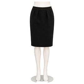 Yves Saint Laurent Rive Gauche Falda Lápiz de Mezcla de Lana Negra