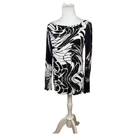 Autre Marque Top Vintage Pucci de Viscosa Negro Blanco S