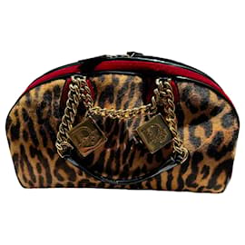 Christian Dior Borsa Bowling Gambler Dice Velluto Rosso Leopardata