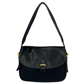 Loewe Vintage Anagram Logo Schultertasche aus schwarzem Leder
