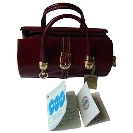 Autre Marque Maleci Mini borsa a secchiello in pelle verniciata bordeaux