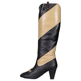Stivaletti wedge in pelle a righe multicolore Gucci Sz.38 Usati