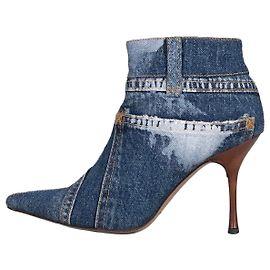 Botines Dolce & Gabbana de denim con estampado animal Sz. 38.5 De segunda mano