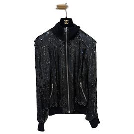 Chaqueta Bomber Dolce & Gabbana de lentejuelas negras Sz.38 de segunda mano