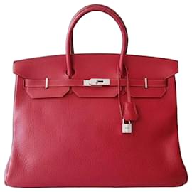 Hermès Birkin 40 Handtasche Rot Fjord Leder