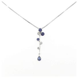 Autre Marque Collana in oro bianco Au750 zaffiro e diamante