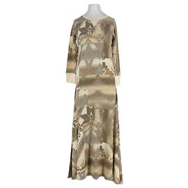 Polo Ralph Lauren Langes gemustertes Baumwollkleid Braun