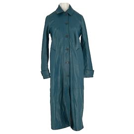 Wood Wood Ledermantel Blau