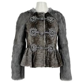 Chaqueta de piel Manoush gris