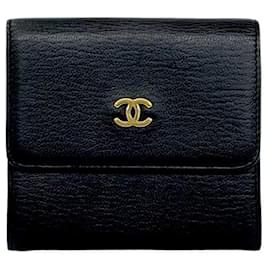Chanel Coco Mark Hardware Leder Tri-fold Mini Wallet