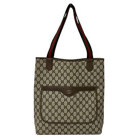 Gucci Old Sherry Line Leder-Tote-Bag mit GG-Logo-Muster