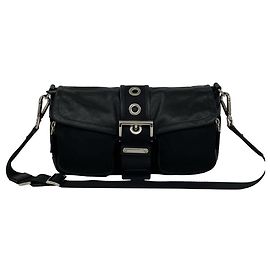 Borsa a tracolla media in nylon Tessuto e pelle con logo triangolo Prada