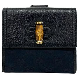 Gucci Bamboo GG Pattern Leather Bi-fold Wallet